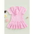 Kids Girls One Piece Swim Cover Up Dress Short Sleeve Zipper Hooded Bathing Suit Coverup Beach
