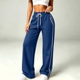 thumbnail image 6 of Womens Drawstring Sweatpants, Elastic Waist Straight Leg Pants with Pockets, Casual Lounge Trousers for Daily Outdoor Wear | VerBelle,Blue XL, 6 of 9