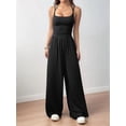 thumbnail image 4 of Women'S Summer Jumpsuit Spaghetti Strap One-Piece Outfit Wide Leg Baggy Pants Romper Black L, 4 of 10