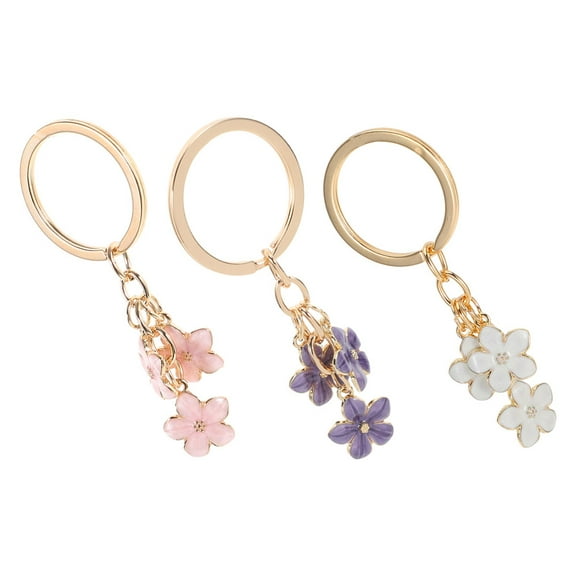 Soimiss 3Pcs Cherry Blossom Keychain Floral Design for Hanging Keys Assorted Colors