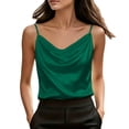 thumbnail image 3 of VBVC Women's Cowl Neck Satin Cami Top, Ladies' Spaghetti Strap Sleeveless Blouse, Solid Color Elegant Dressy Tank For Women,Green,S-2XL, 3 of 8