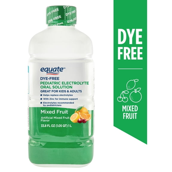 Equate Dye-Free Pediatric Electrolyte Oral Solution, Mixed Fruit Flavor, 33.8 fl oz