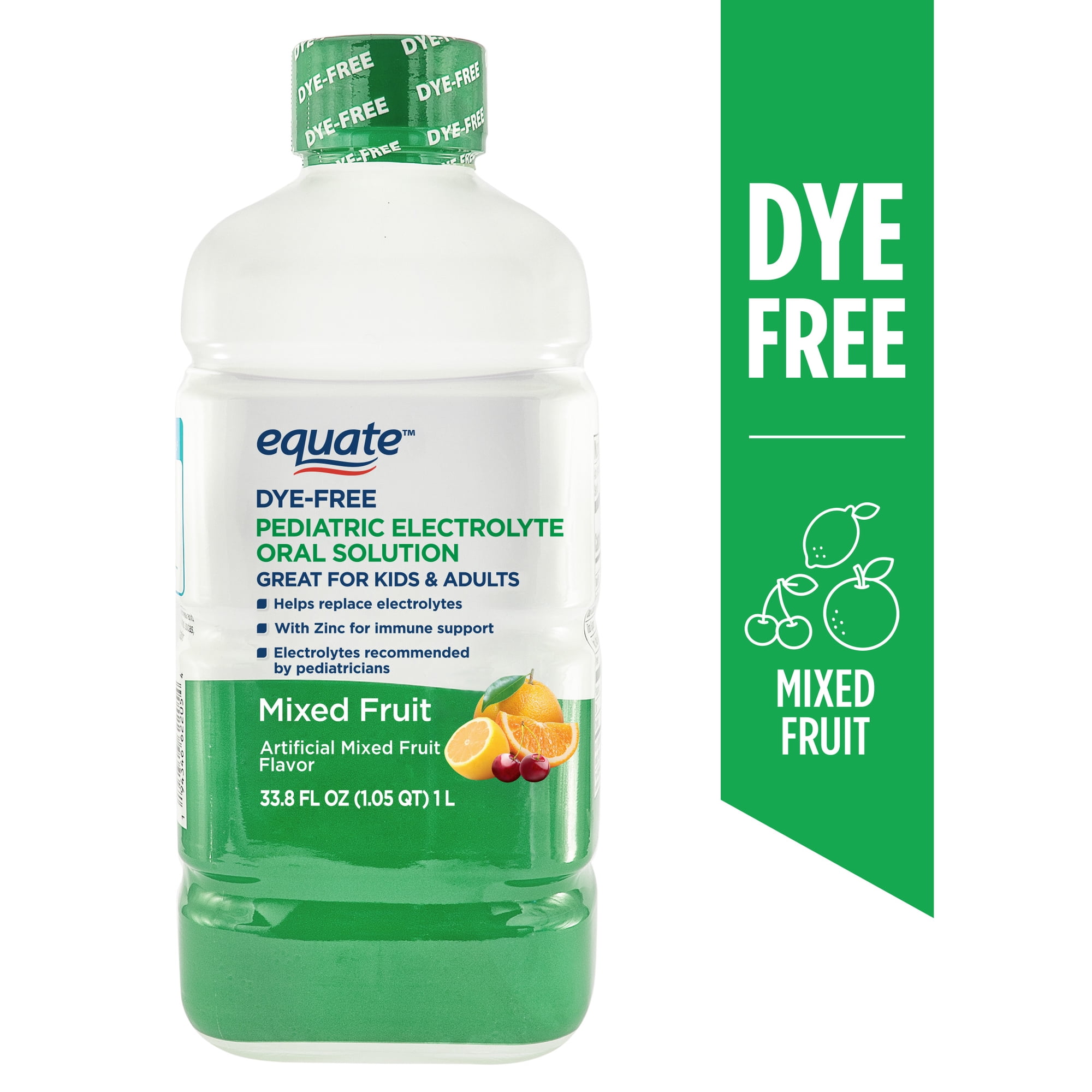 Equate Dye-Free Pediatric Electrolyte Oral Solution, Mixed Fruit Flavor, 33.8 fl oz