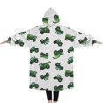 thumbnail image 2 of Oversized Wearable Blanket Hoodie,Cartoon Tractors Green White Pattern Sherpa Blanket Hoodie with Super Pockets,Super Warm Fuzzy Pullover for Women & Men, 2 of 6