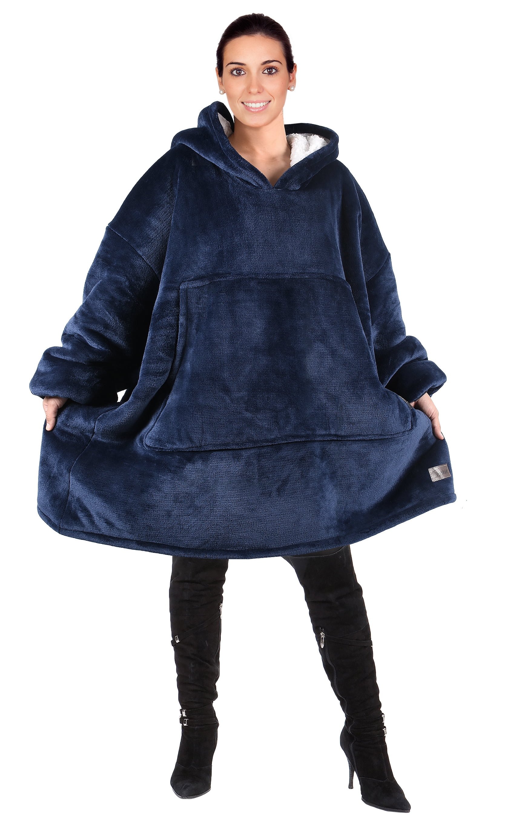 UK Fleece Hoodie Blanket Oversized Cotton Big Loose Hooded Sweatshirt Soft Warm