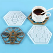 Wmkox8yii 2Pcs Silicone Bee Honeycomb -Coasters Resin Casting Mold Tray Cup Mat Epoxy Mould