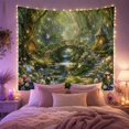 thumbnail image 2 of Forest Bridge Over Waterfall Creek with Fairy Lights, Dreamy Fantasy for Nature Lovers, Magical Woodland Wall Art, Housewarming Gift, Tapestry Wall Hanging for Bedroom and Dorm, 2 of 7