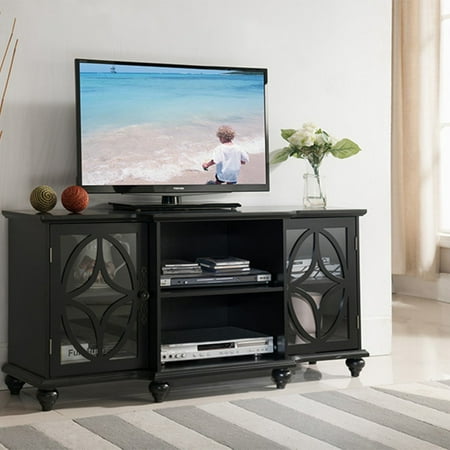 K&B Furniture 47 in. Wood TV Stand with 2 Glass