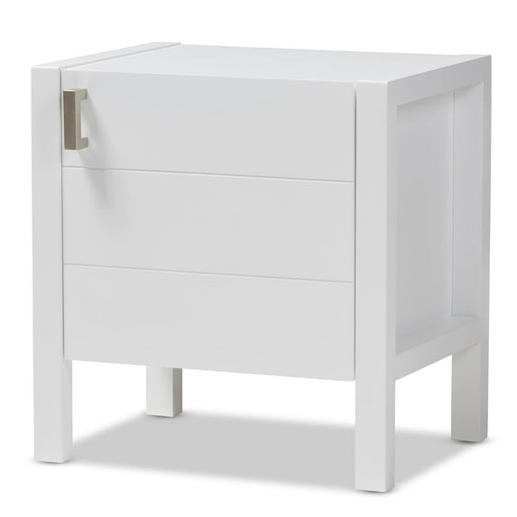 Urban Designs Kouma Wooden Nightstand with Door in White Finish