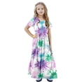 thumbnail image 6 of MKOSPLRT Girls Summer Maxi Dresses Short Sleeve Tie Dye Dresses Crew Neck Swing A Line Dresses Casual Holiday Party Dresses with Pocket, 6 of 9