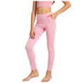 thumbnail image 3 of Duqingm Girls Leggings with Pockets Athletic High Waisted Kids Workout Active Dance Running Yoga Pants (Pink,7-8 Years), 3 of 6
