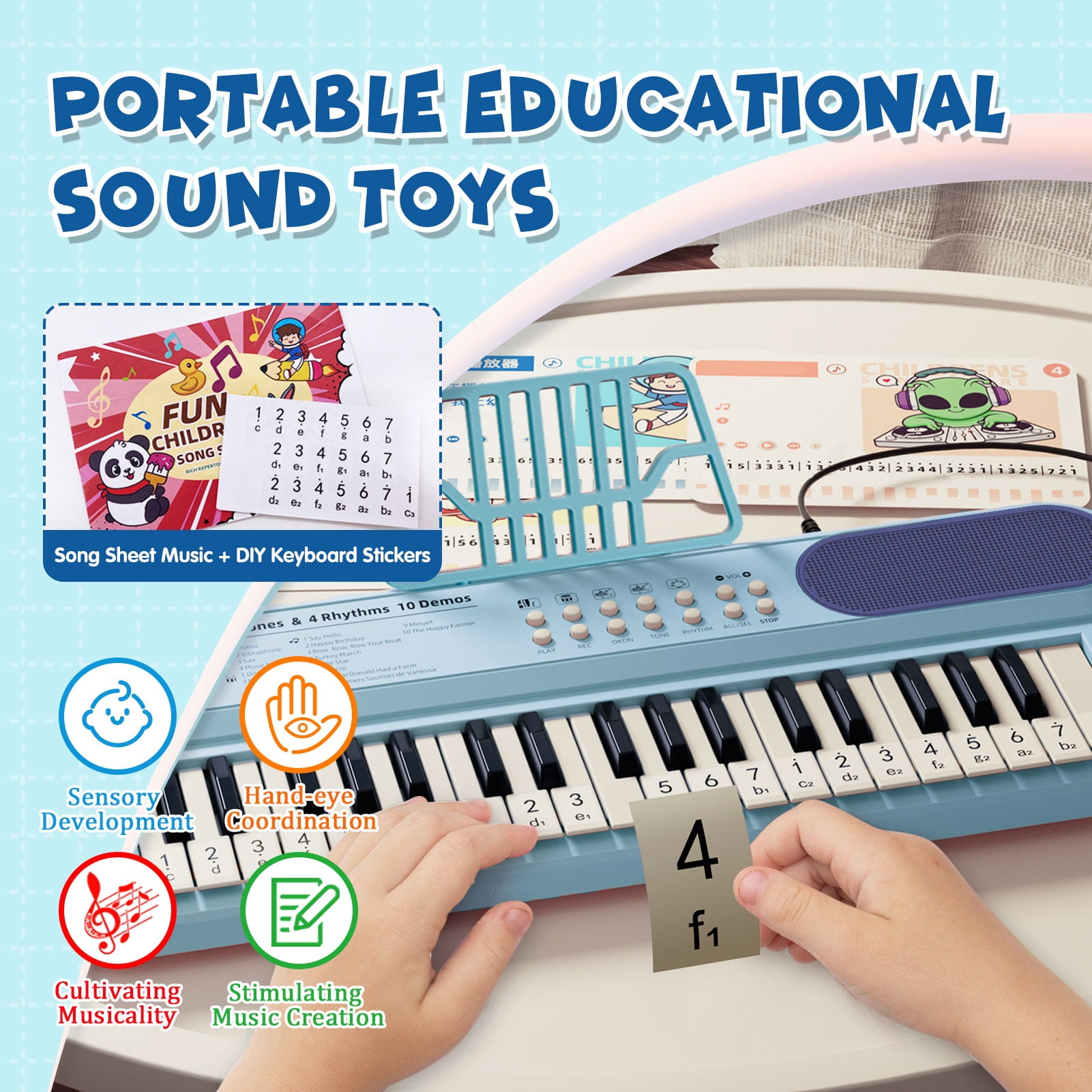 Baby Piano Toy for Toddler 1-3,37 Keys Electronic Keyboard for 18 Months Infant,Portable Piano with Microphone , Christmas Birthday Gift for Baby Boy Girl