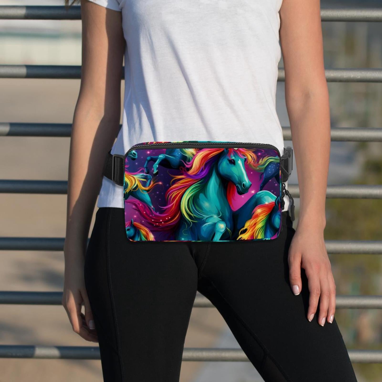 Rainbow Unicorns Lightweight Adjustable Waist Bag with Extension Strap for Men and Women - Fanny Pack Money Belt