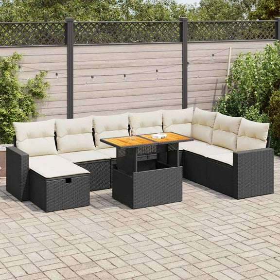 vidaXL Garden Sofa Set Brown Poly Rattan Large Adjustable Feet