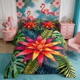 thumbnail image 2 of Manfei Tropical Floral Leaves Queen Comforter Set 3 Pieces,Botanical Plants Comforter Sets Queen,1 Comforter and 2 Pillowcases,Reversible, 2 of 6
