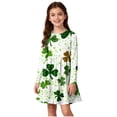 thumbnail image 1 of Vestidos de Manga Larga de las Niñas Tamaño 7-8 Elástico A-Línea Twirly Skater Cuello Redondo Escuela Casual, Manga Larga Vestido de Línea para Mujeres, 1 of 6