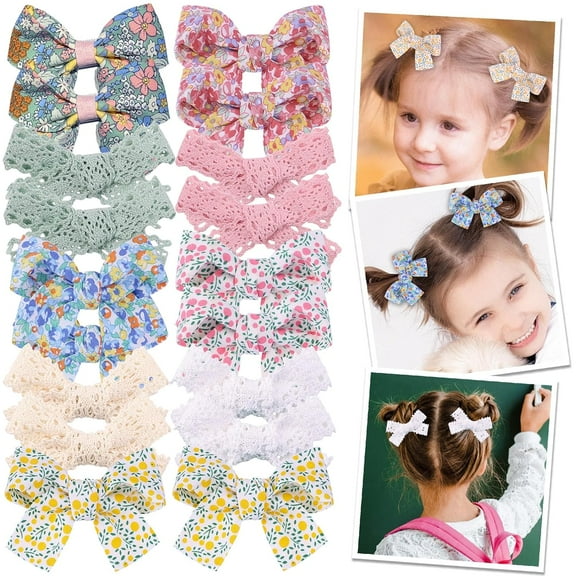 Hair Clips Set for Girls, 18pcs Leopard Baby Clip Bows, Polka Dot Alligator Clip Baby Barrettes, Girl Hair Accessories for Kids Toddlers in Pairs