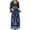 X61 Blue, variant on Bysome Women Dress Flower Print Long Sleeve V-Neck Dresses Summer Casual Women Dresses Size L Blue
