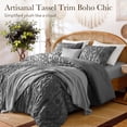 thumbnail image 4 of SONORO KATE Queen Tufted Boho Bedding Comforter Set - 3 Piece Farmhouse Chic Bed in a Bag, All-Season Jacquard Comforter with 2 Pillow Shams, Dark Gray, 4 of 9