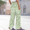 thumbnail image 4 of WTOBBY Women's Floral Print Wide Leg Pants with Pockets, High Waist Drawstring Loose Casual Trousers for Spring and Summer Season,Green S, 4 of 6