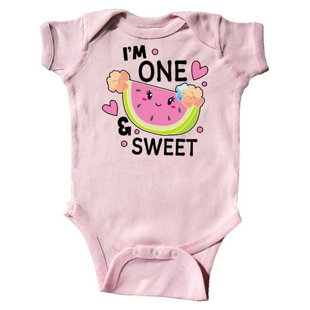 

Inktastic I m One and Sweet with Cute Watermelon Gift Baby Girl Bodysuit