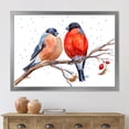 thumbnail image 3 of Designart 'Two Bullfinches On A Hawthorn Branch with Snowfall In Winter' Traditional Framed Art Print, 3 of 4