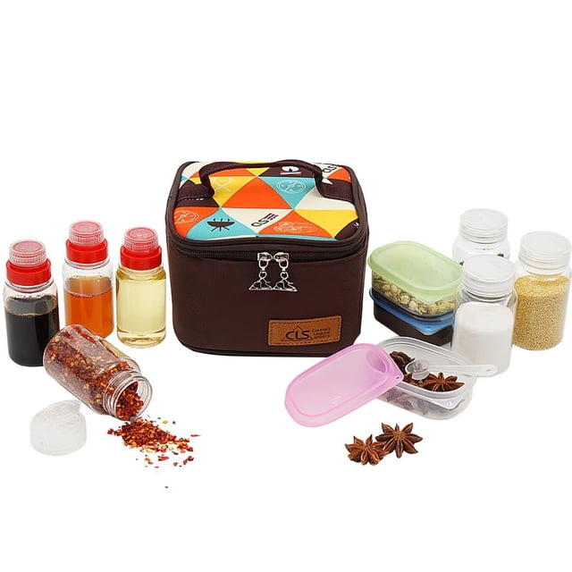 Especias Para Barbacoa Portátil, Caja De Especias Ligera Para Salsa De Especias, Juego De Botellas De Condimento Para Barbacoa Con Bolsa De Almacenamiento Para Acampar, Viajar, Picnic 10 Tarros Yuarrent HA012879-00
