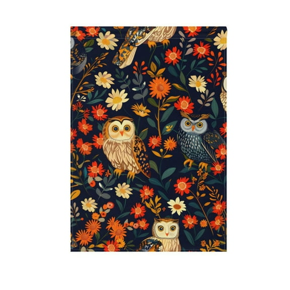 Owl in Flowers Garden Flag House Banner 12" x 18" Double Sided Outdoor Yard Decoration