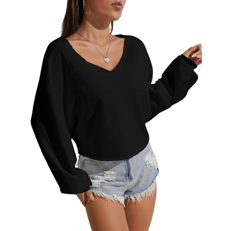 Plain black women's sweatshirt 2025