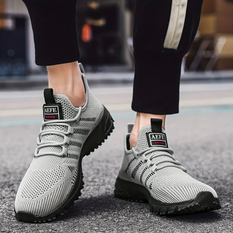 Men s Running Shoes Comfy Breathable Woven Knit Wear Resistant Shock Absorption Lace Up Sneakers For Outdoor Jogging Walking Hiking Walmart