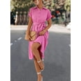 thumbnail image 6 of Women's Summer Short Sleeve Dresses,Office Cocktail Bodycon Lapel Dress with Belt, 6 of 7