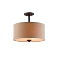 thumbnail image 5 of Woodbridge Lighting Drum 3-Light Fabric LED Semi-Flush Mount in Bronze/White, 5 of 5