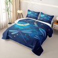 thumbnail image 3 of Manfei Cute Dragonflies Twin Quilt Set,Dreamy Moon Stars Galaxy Twin Coverlet Set,Deep Blue,Black Reversible,2-Piece,1 Bedspread and 1 Pillowcase, 3 of 7