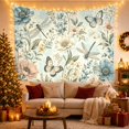 thumbnail image 3 of Blue Flowers and Dragonflies in Serene Vintage Style for Nature Lovers Botanical Art Print Housewarming Gift Tapestry Wall Hanging for Bedroom and Living Room, 3 of 7