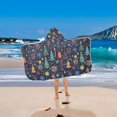 thumbnail image 2 of Yayeee Kids Hooded Towel with Hand Pockets Beach Soft Absorbent Bath Wrap 50 x 23.5 inch, Dark Blue Christmas, 2 of 5