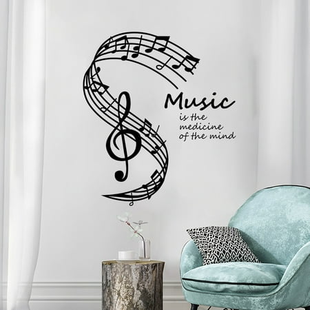 Music Note Wall Stickers, 30 x 33cm Music Tabs, Black Type Music Note Wall  Sticker with Transfer Film, for DIY Bedroom Living Room Music Room 