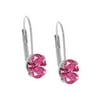Gem Stone King Silver Plated Brass Dangling Earrings with Lever Back Set with Pink Zirconia