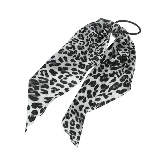 Unique Bargains 1 Pc Leopard Triangle Ribbon Hair Elastic Band Black
