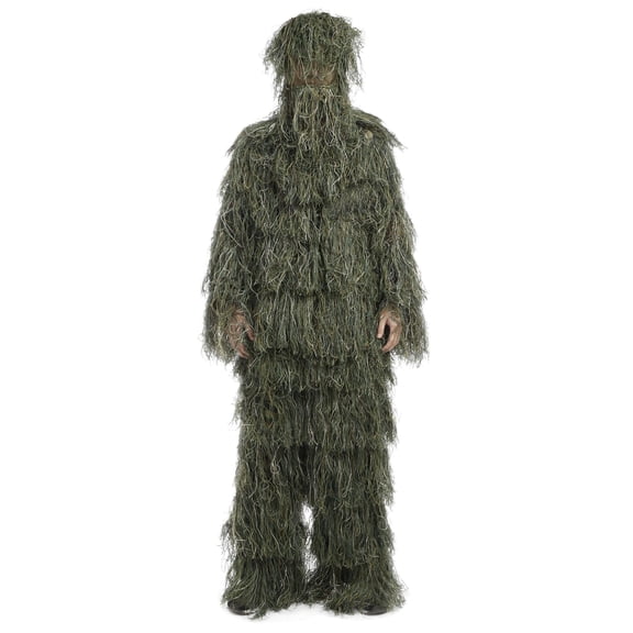 4 Pieces Ghillie Suit Woolland 3D Camo Camouflage Forest Hunting with Pouch BETT