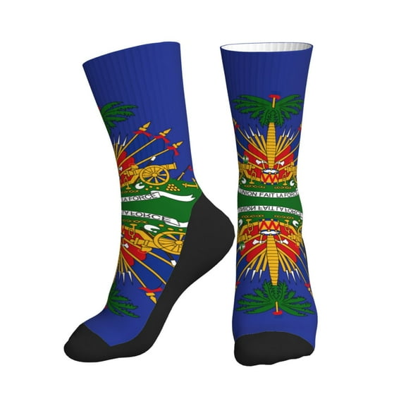 Men Women Coat Of Arms Of Haiti Novelty Soft Funny Dress Crew Socks