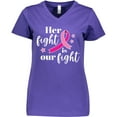 thumbnail image 3 of Inktastic Breast Cancer Awareness Her Fight is our fight Women's V-Neck T-Shirt, 3 of 5