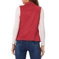 thumbnail image 3 of INSPIRE CHIC Women's Utility Cargo Vest Button Up Faux Suede Sleeveless Jacket L Dull Red, 3 of 6
