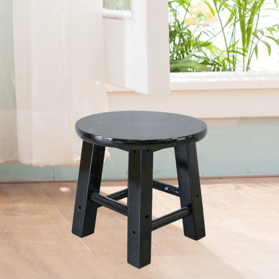 JUSEO Solid Wood Square Stool – Black