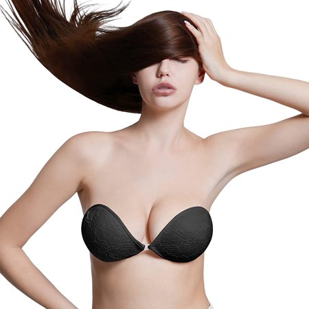 

1 Pairs Sticky Bra Backless Strapless Push up Bras for Women Invisible Adhesive Lift up Bra for Breasts(Black)