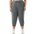 thumbnail image 3 of SHOWMALL Plus Size Capri Pants for Women Workout Relaxed Joggers Pants with Drawstring Pockets Gray 1X, 3 of 5