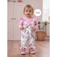 thumbnail image 4 of BemeyourBBs Infant Baby Girl Clothes Spring Fall Winter Romper Outfit Bow Houndstooth Printed Long Sleeve Round Neck Bow Front Fake Two-Piece Patchwork Jumpsuit, 4 of 9