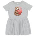 thumbnail image 3 of Inktastic Cute Sloth Hugging Heart Girls Toddler Dress, 3 of 5
