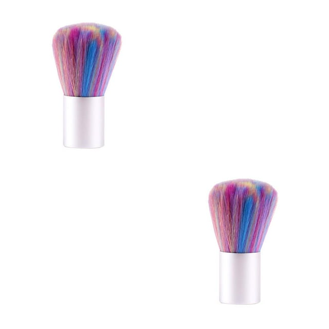 Wisewang Hot Sale 1PC Art Brush Colorful Dust Brush Portable Manicure Powder Cleaning Makeup Tool 2Set