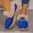 thumbnail image 4 of FRSASU Women's Winter Loafers Dressy Casual Slip On Non Slip Round Toe Fur Lined office Walking Shoes Blue, 4 of 7