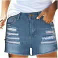 thumbnail image 2 of Edvintorg women shorts denim Women's Denim Button Zipper Short Summer Mid Waist Pockets Jean Shorts summer short woman Blue XXL, 2 of 7